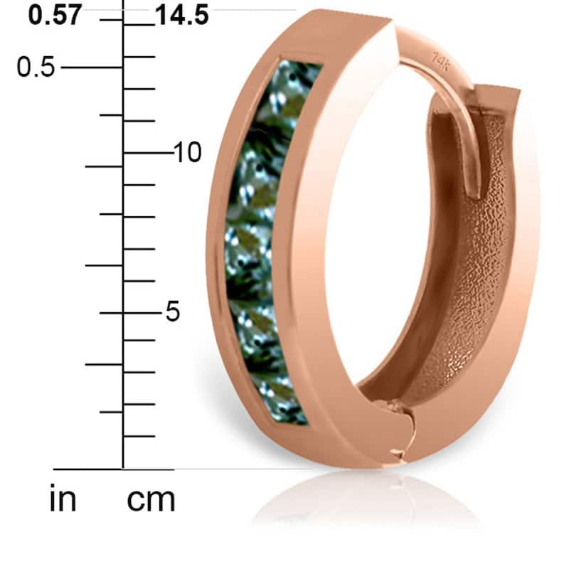 1.3 CTW 14K Solid Rose Gold Hoop Earrings Natural Green Sapphire