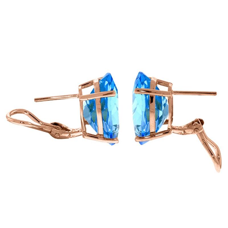 16 CTW 14K Solid Rose Gold French Clips Earrings Natural Blue Topaz