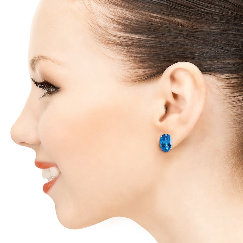 16 CTW 14K Solid Rose Gold French Clips Earrings Natural Blue Topaz