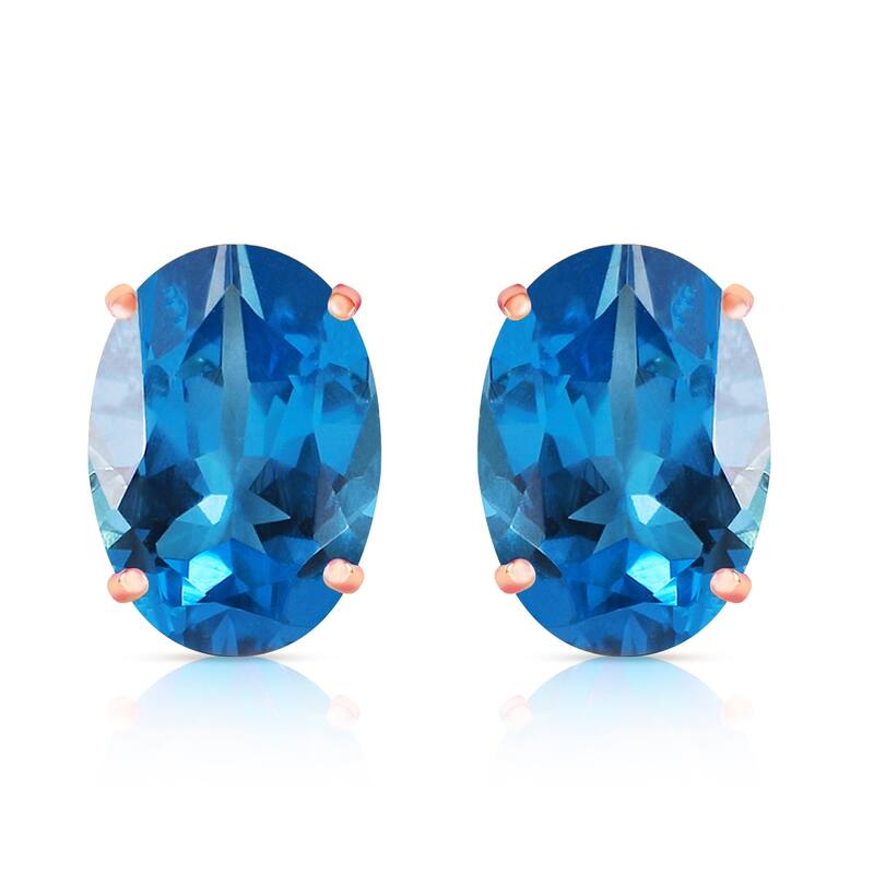 16 CTW 14K Solid Rose Gold French Clips Earrings Natural Blue Topaz