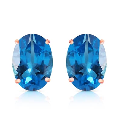 16 CTW 14K Solid Rose Gold French Clips Earrings Natural Blue Topaz