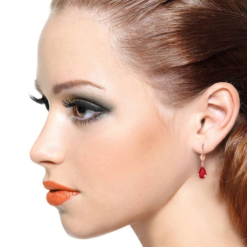 3.5 CTW 14K Solid Rose Gold Leverback Earrings Ruby