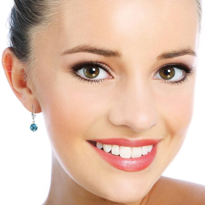 3.1 CTW 14K Solid White Gold Grace Your Ear Blue Topaz Earrings