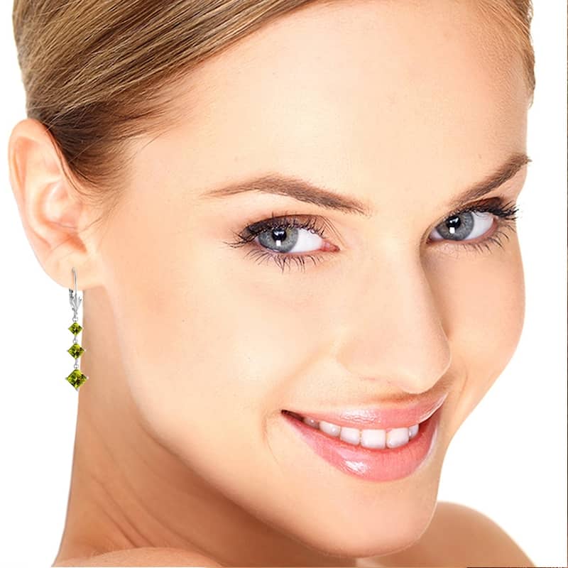 4.79 CTW 14K Solid White Gold Chandelier Earrings Peridot