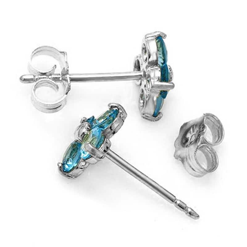 1.15 Carat 14K Solid White Gold Stud Earrings Blue Topaz