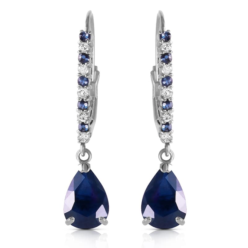3.35 Carat 14K Solid White Gold Life At The Movies Sapphire Diamond Earrings