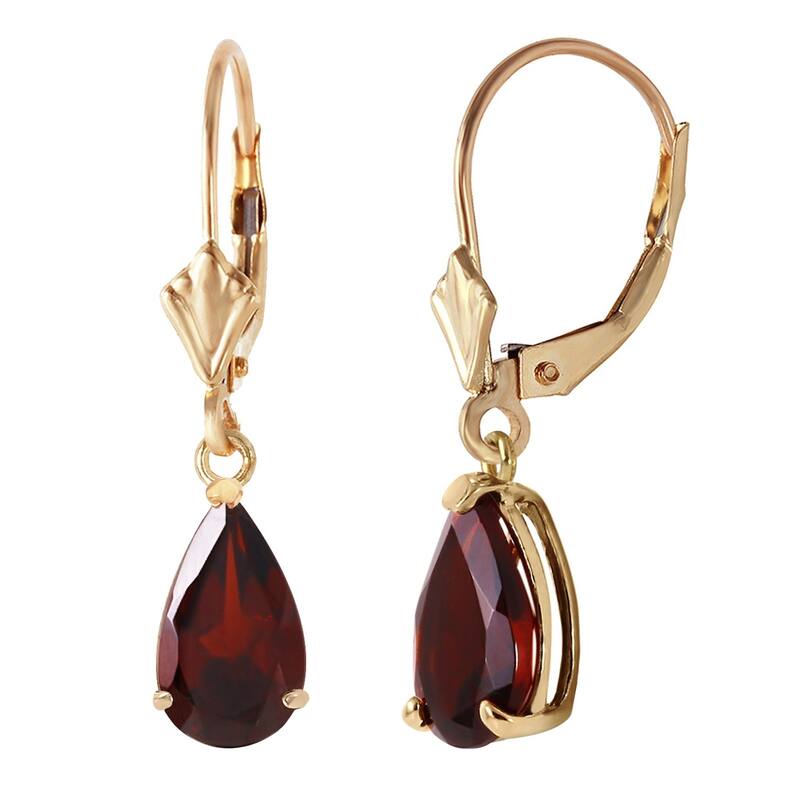 2.45 Carat 14K Solid Gold Leverback Earrings Garnet