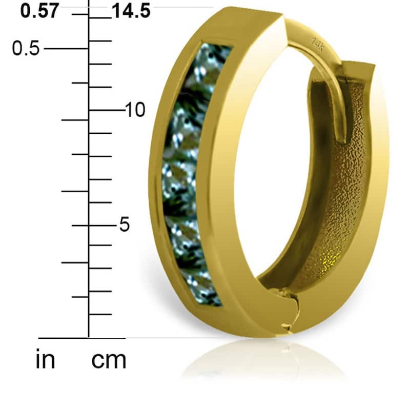 1.3 Carat 14K Solid Gold Hoop Earrings Natural Green Sapphire