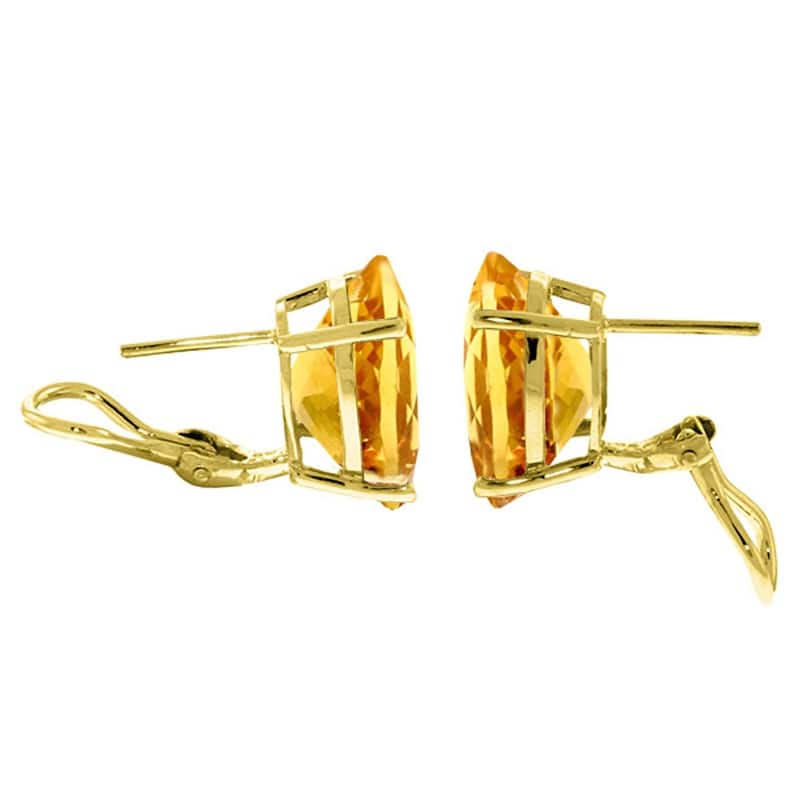 13 Carat 14K Solid Gold French Clips Earrings Natural Citrine