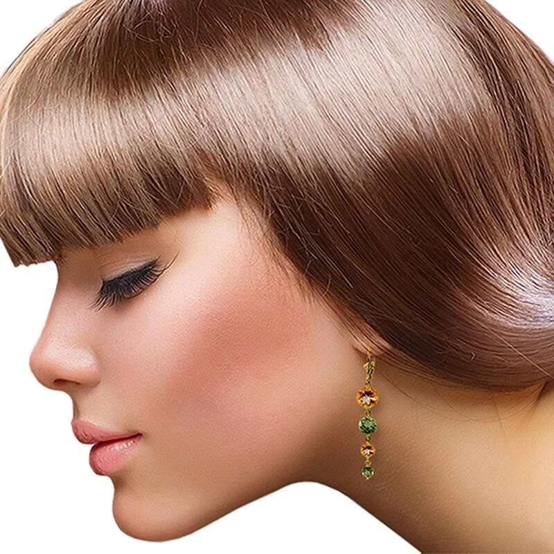 7.8 CTW 14K Solid Gold Chandelier Earrings Citrine Peridot