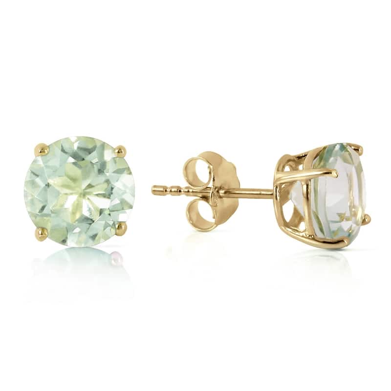 3.1 Carat 14K Solid Gold Stud Earrings Natural Green Amethyst