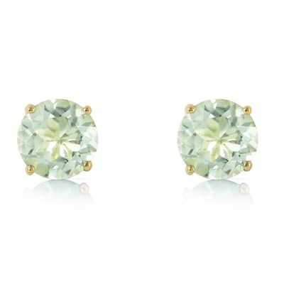 3.1 Carat 14K Solid Gold Stud Earrings Natural Green Amethyst