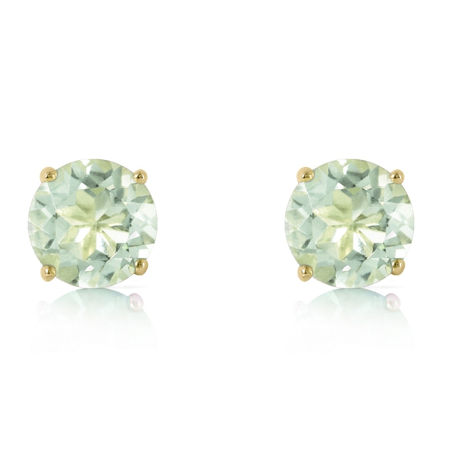 MayaMila 3.1 Carat 14K Solid Gold Stud Earrings Natural Green Amethyst