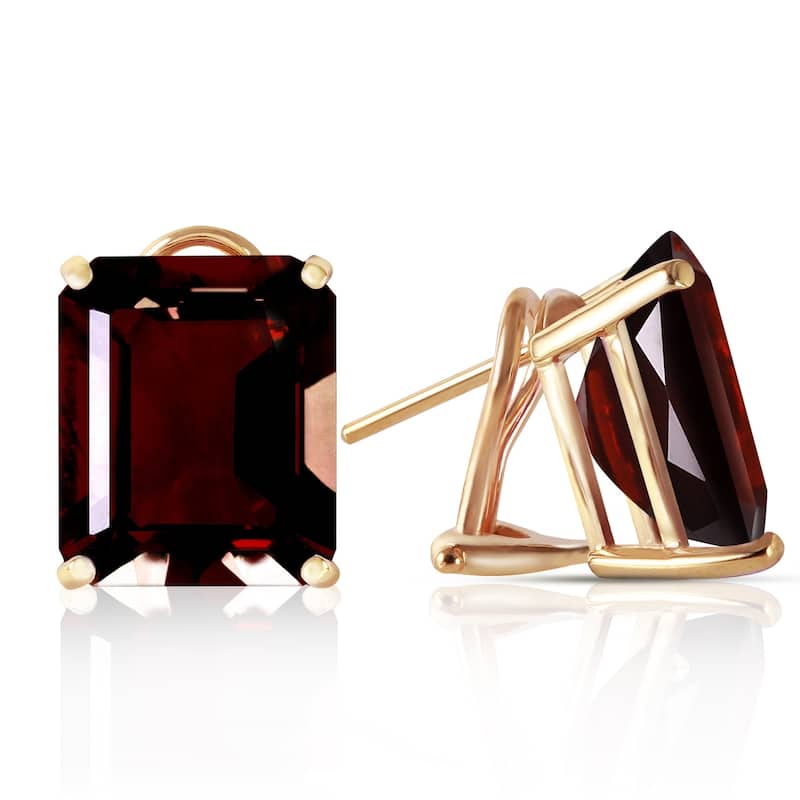 14 Carat 14K Solid Gold Distinction Garnet Earrings