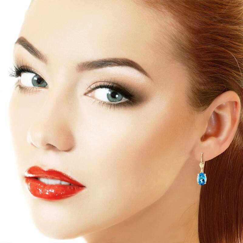 6.25 Carat 14K Solid Gold Encourage Blue Topaz Earrings