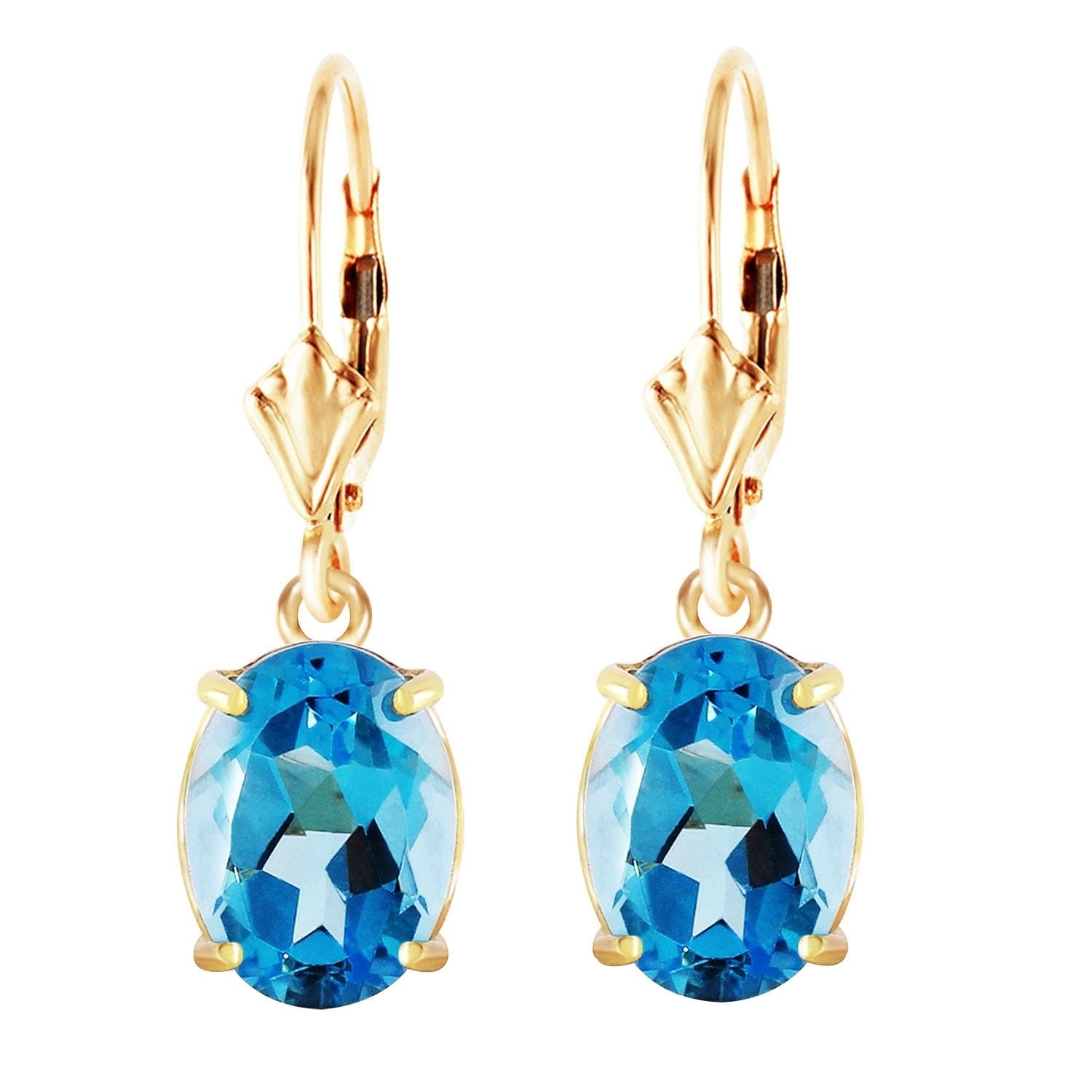 MayaMila 6.25 Carat 14K Solid Gold Encourage Blue Topaz Earrings