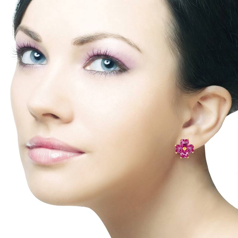 7.6 Carat 14K Solid Gold French Clips Earrings Natural Pink Topaz