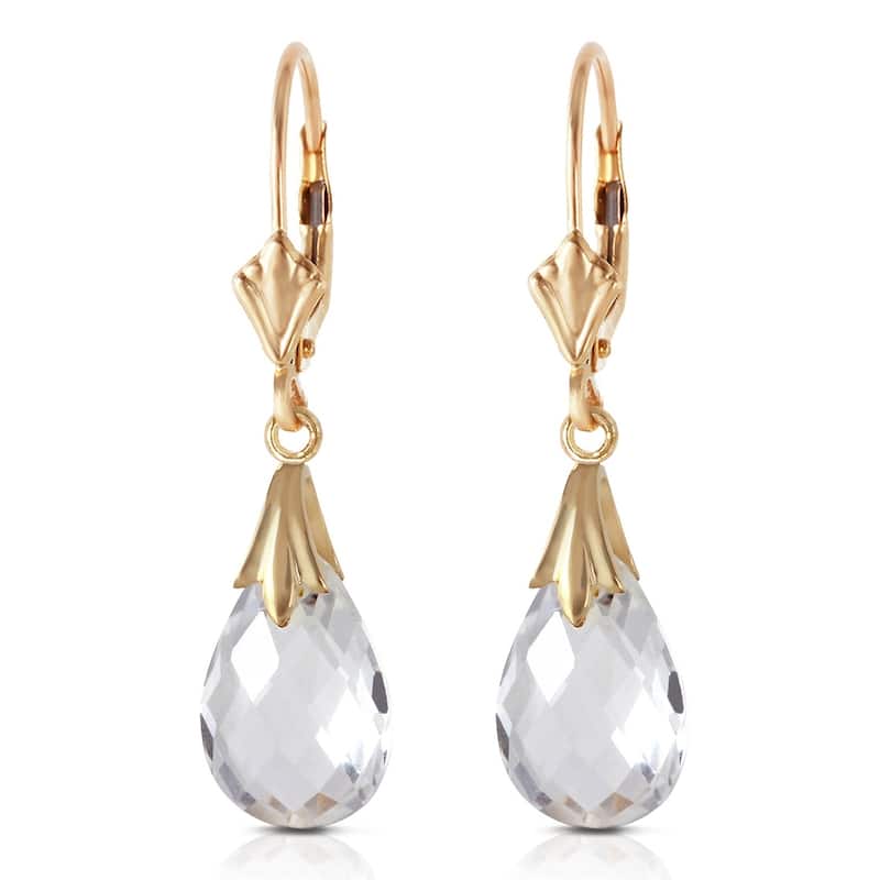 6 Carat 14K Solid Bright Moon White Topaz Earrings