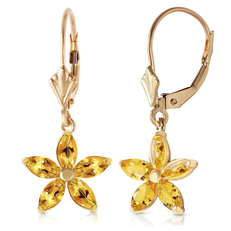 2.8 Carat 14K Solid Gold Starglow Citrine Earrings