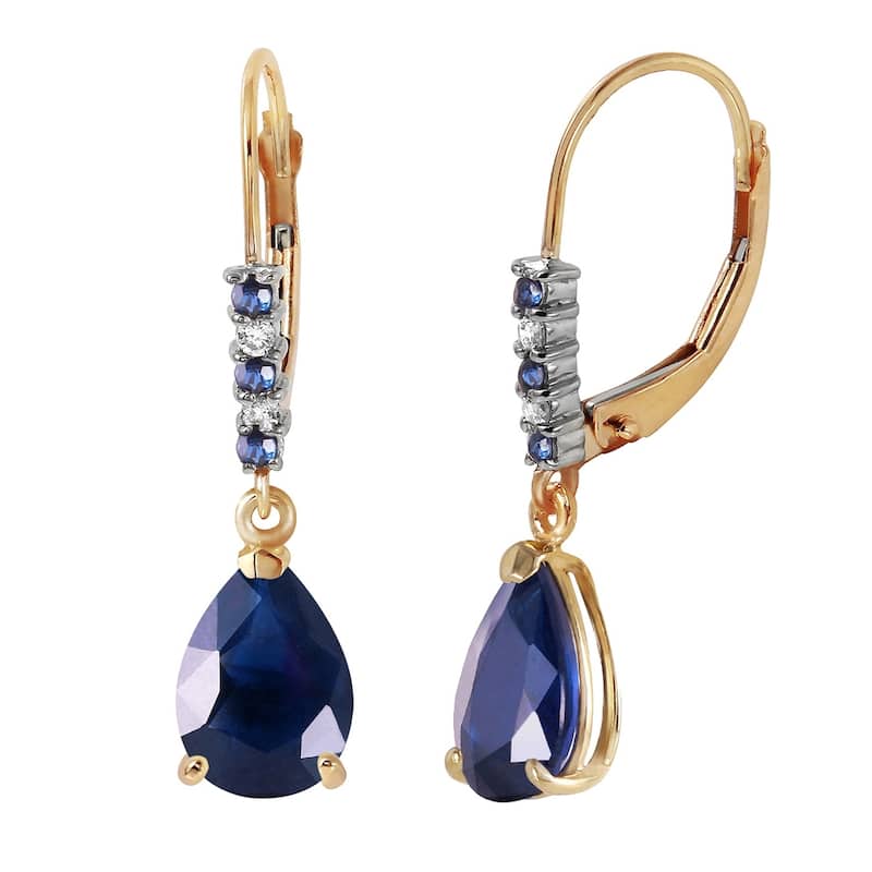 3.18 Carat 14K Solid Gold Longevity Sapphire Diamond Earrings