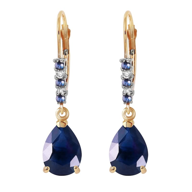 3.18 Carat 14K Solid Gold Longevity Sapphire Diamond Earrings