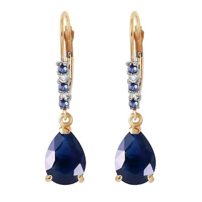 3.18 Carat 14K Solid Gold Longevity Sapphire Diamond Earrings