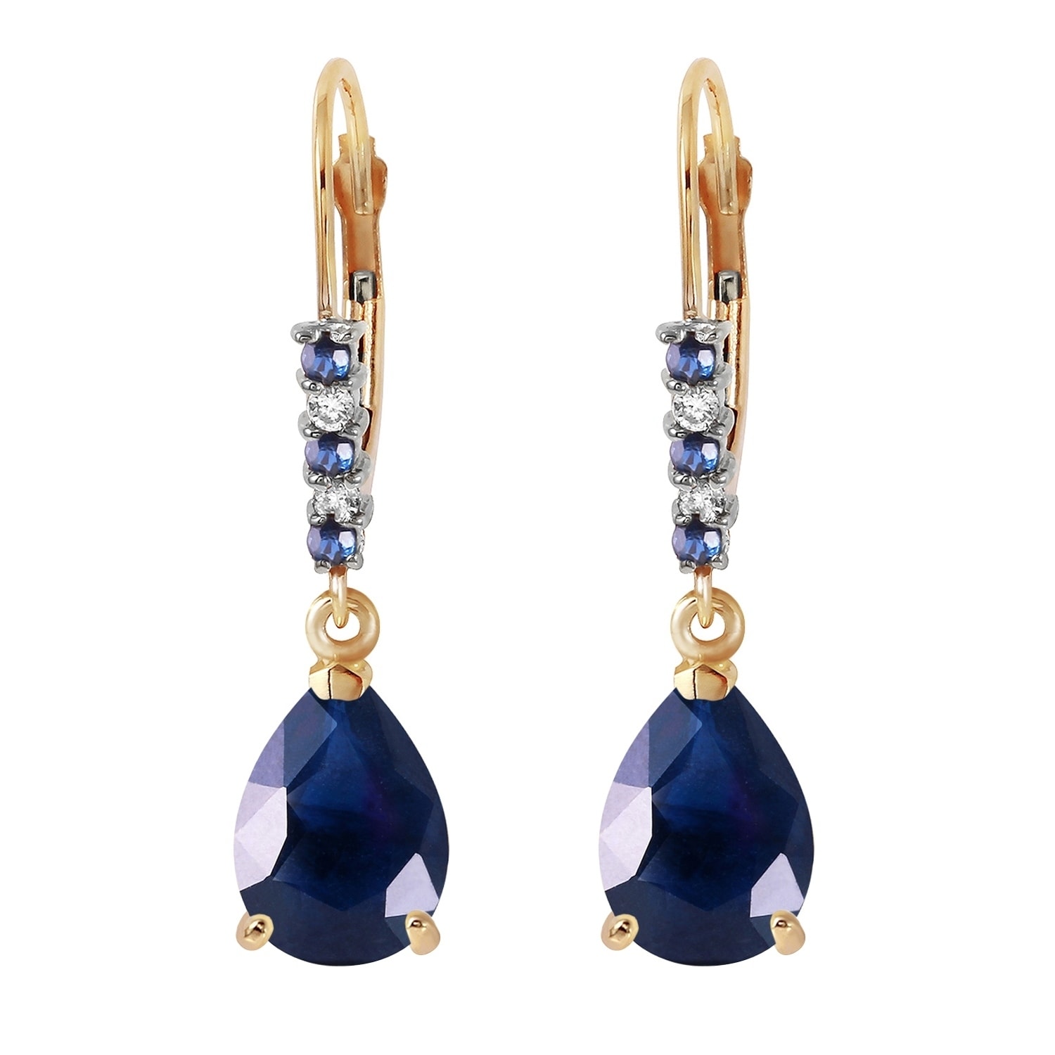 MayaMila 3.18 Carat 14K Solid Gold Longevity Sapphire Diamond Earrings