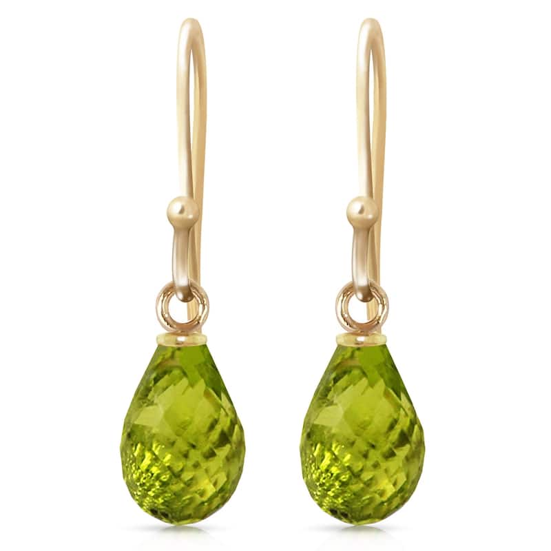 2.7 Carat 14K Solid Gold Fish Hook Earrings Peridot