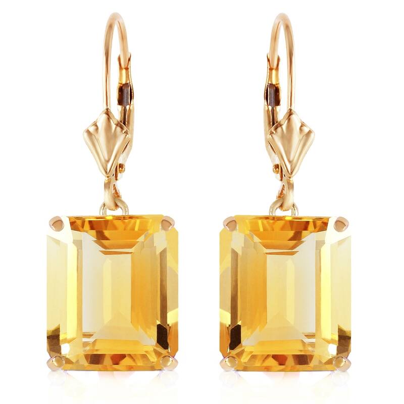 13 CTW 14K Solid Gold Leverback Earrings Citrine