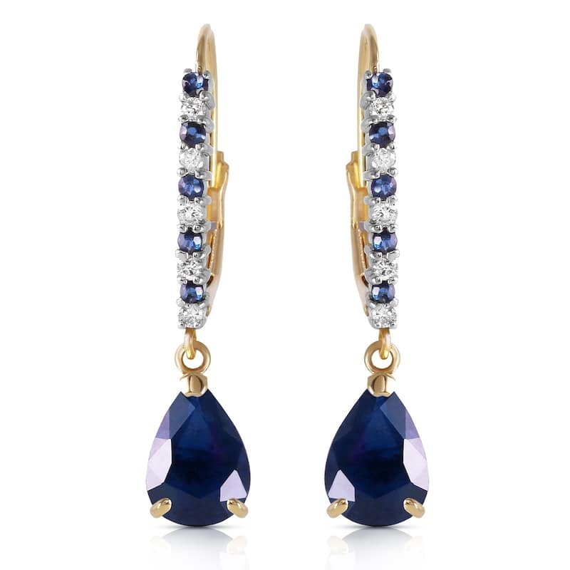 3.35 Carat 14K Solid Gold Naturalpa Sapphire Diamond Earrings