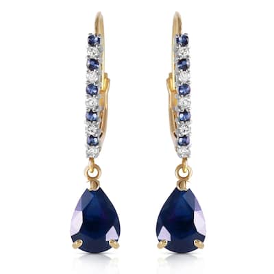 3.35 Carat 14K Solid Gold Naturalpa Sapphire Diamond Earrings
