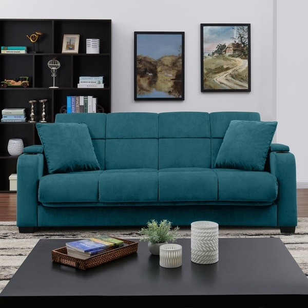 Handy Living Sophia Storage Arm Convert-a-Couch Sleeper Sofa