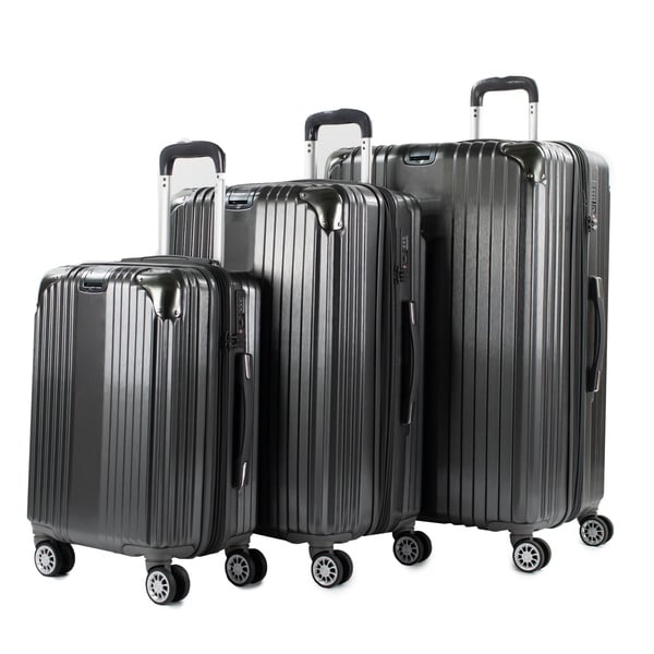 AGT Melrose S 3-Piece Anti-theft TSA Spinner Luggage Set in Grey