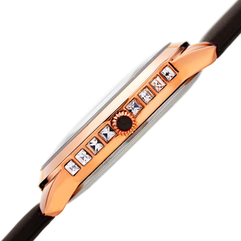 Akribos XXIV Women's Diamond Classic Satin Leather Strap Watch - Brown