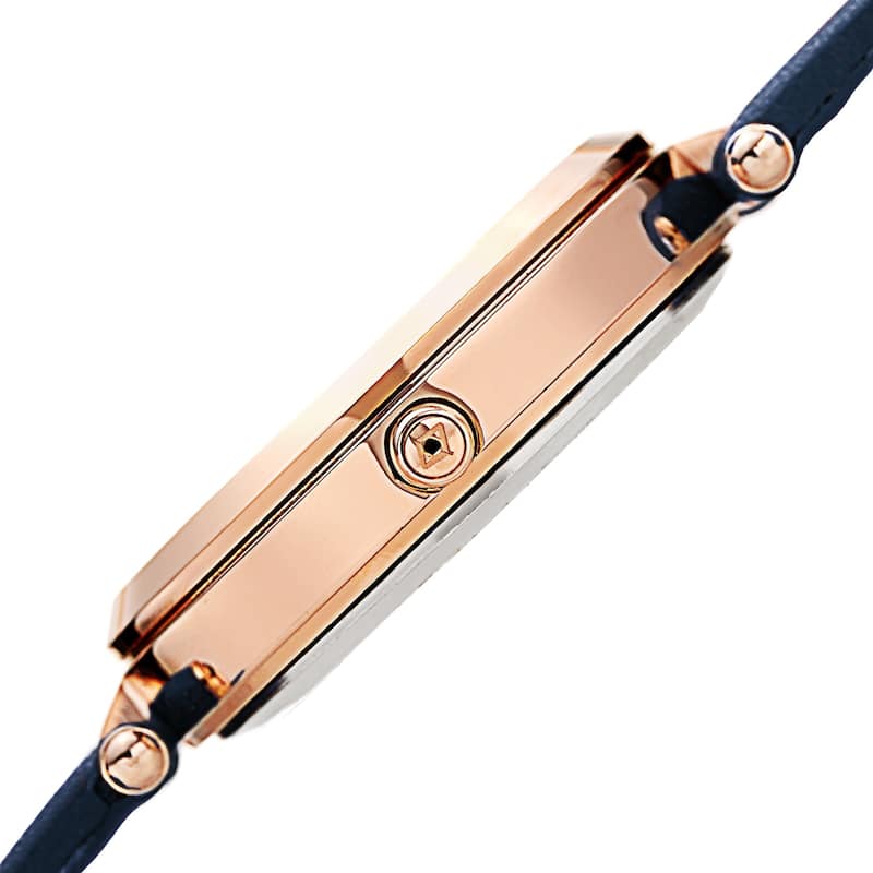 Akribos XXIV Women's Diamond Glitter Bubble Satin Leather Strap Watch