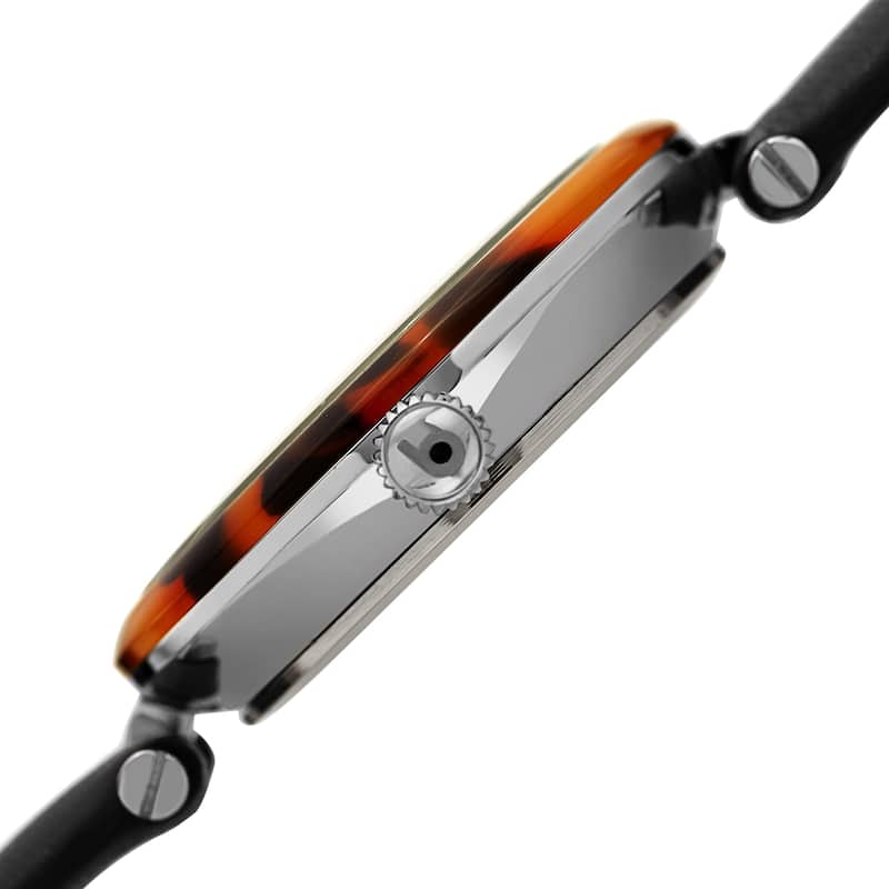Akribos XXIV Women's Tortoise Crystal Dial Leather Strap Watch
