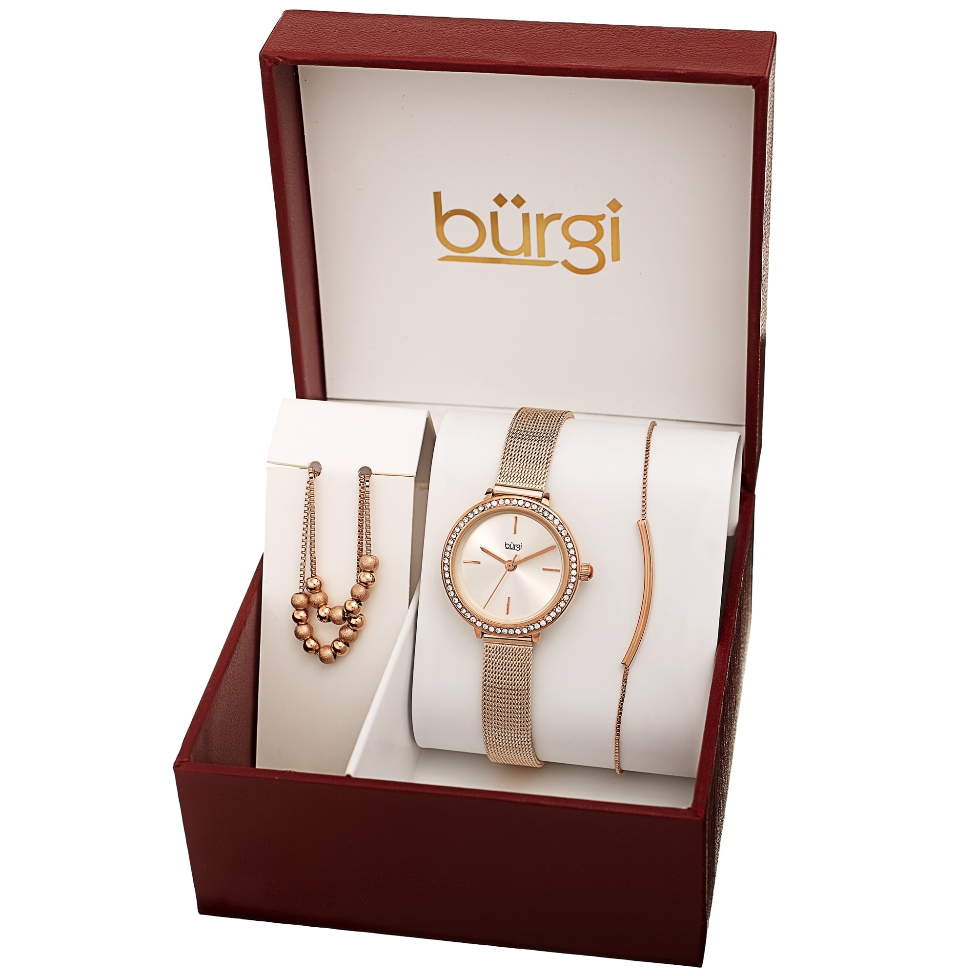 Burgi Women's Infinity Pendant Swarovski Bracelet Diamond Watch