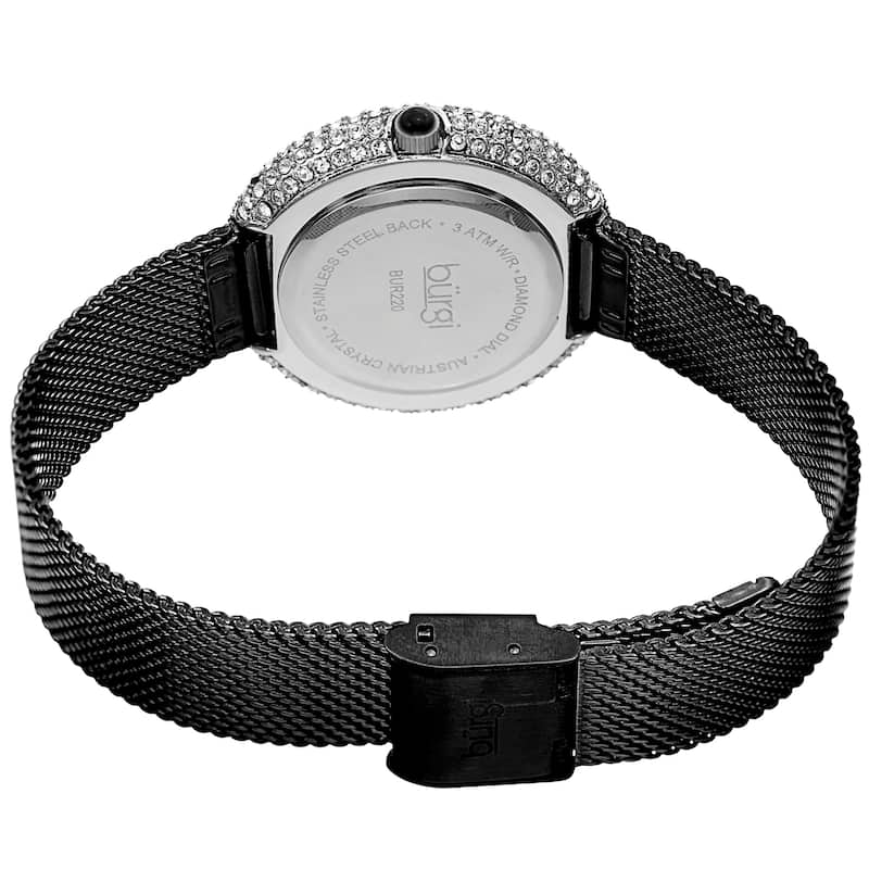 Burgi Women's Diamond Dazzling Crystal Mesh Strap Watch
