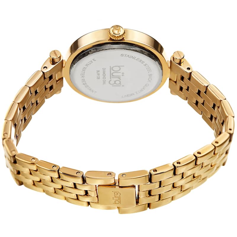 Burgi Women's Quartz Diamond Floral Bracelet Watch - Green