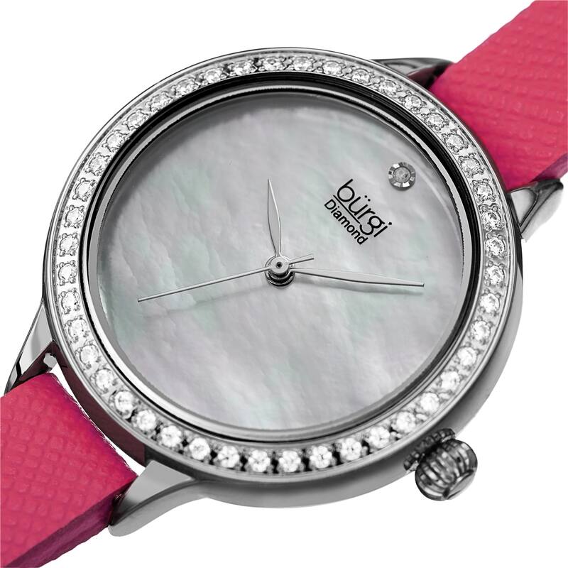 Burgi Women's Diamond Crystal Wrap-Around Leather Strap Watch - Pink