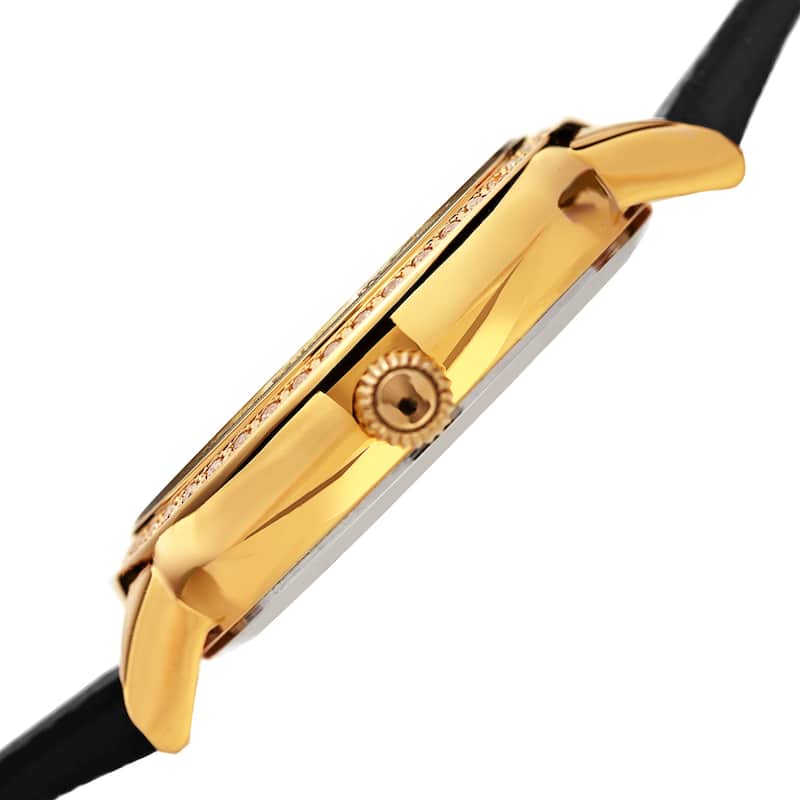 Burgi Women's Diamond Crystal Wrap-Around Leather Strap Watch