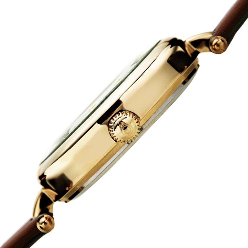 Burgi Women's Diamond Glitter Butterfly Leather Strap Bracelet Watch - Brown