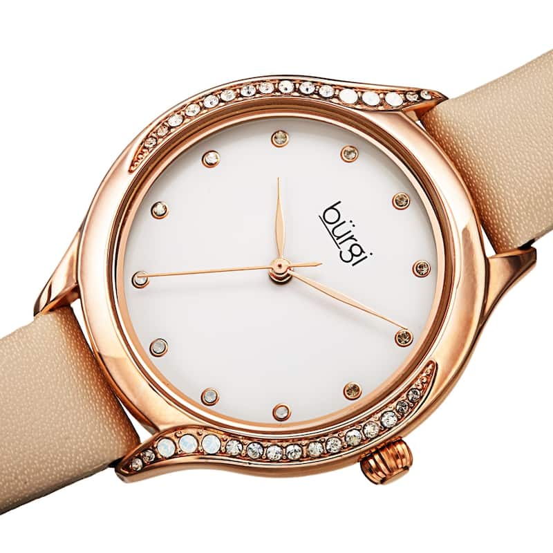 Burgi Women's Swarovski Crystal Ombre Style Leather Strap Watch - Black