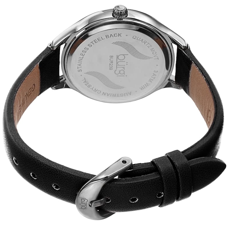 Burgi Women's Swarovski Crystal Ombre Style Leather Strap Watch - Black