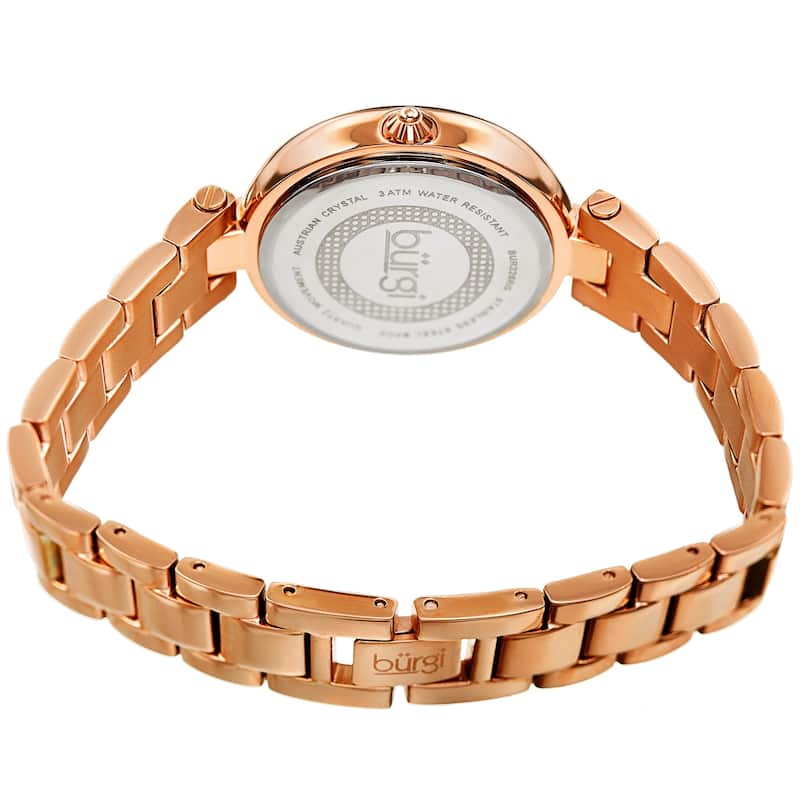Burgi Women's Crystal Glitter Link Bracelet Watch - Rose