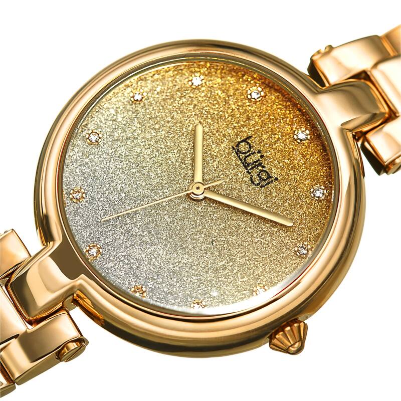 Burgi Women's Crystal Glitter Link Bracelet Watch - Rose - Gold