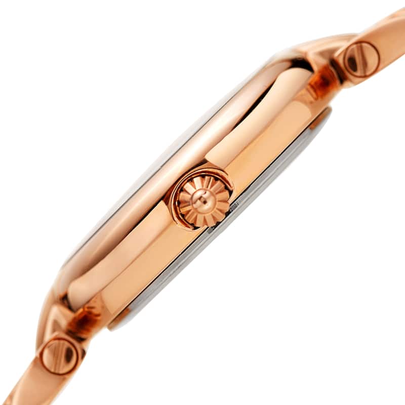 Burgi Women's Crystal Glitter Link Bracelet Watch - Rose
