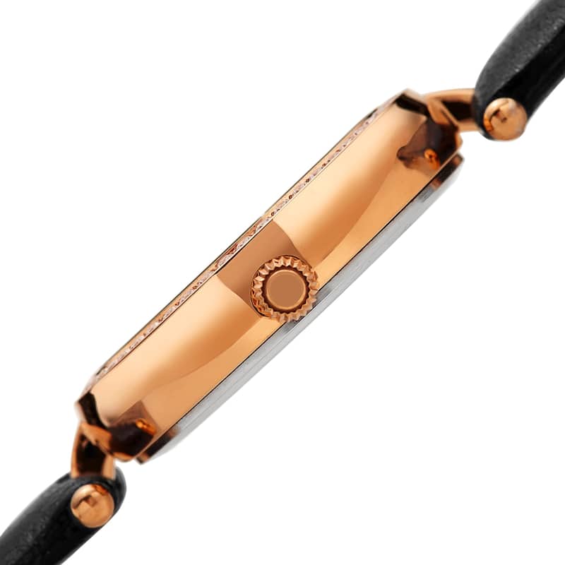 Burgi Women's Crystal Honey Bee Sparkling Leather Strap Watch