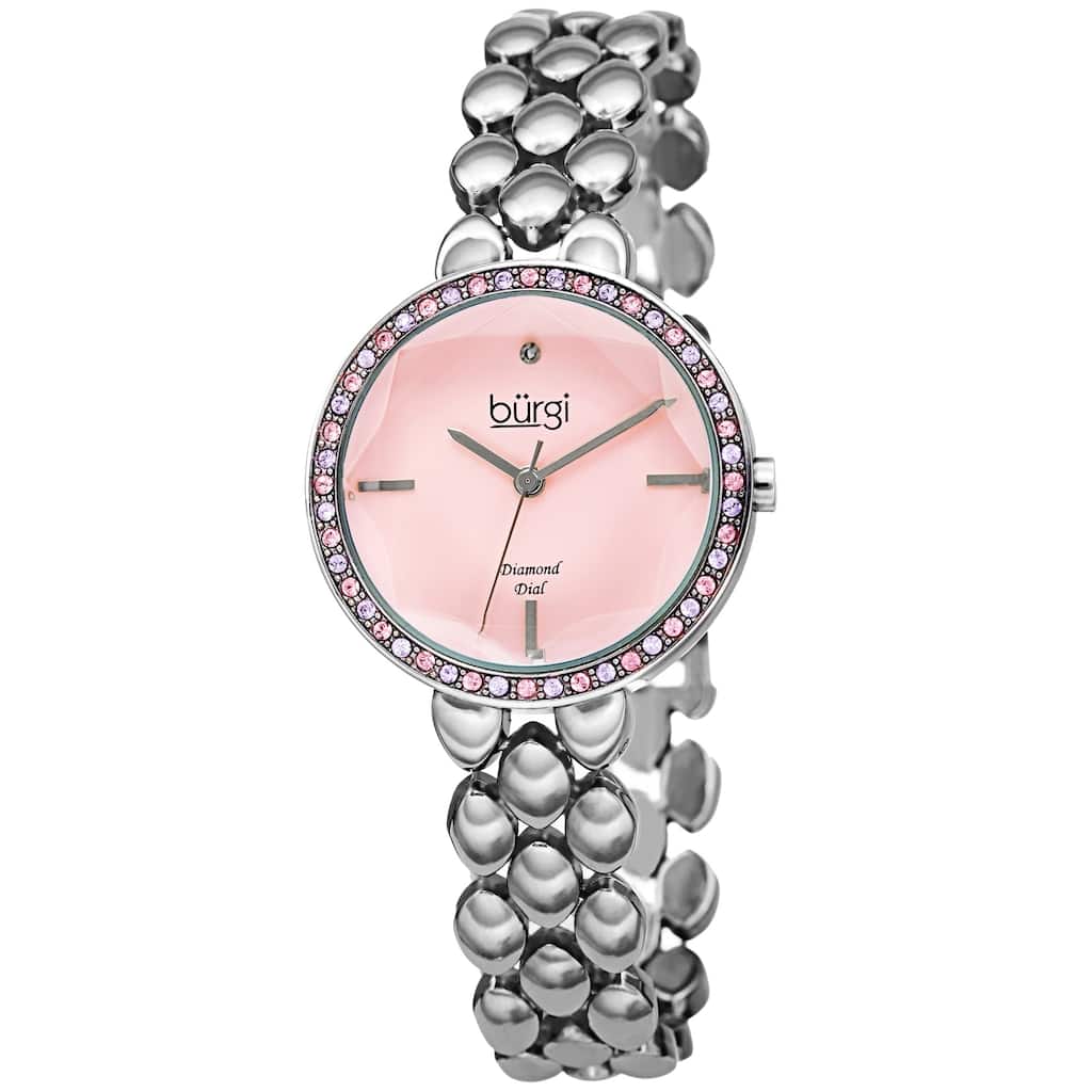 Burgi Women's Diamond Colored Swarovski Link Bracelet Watch
