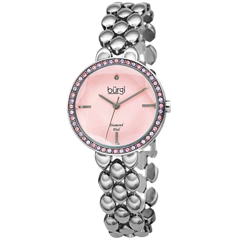 Burgi Women's Diamond Colored Swarovski Link Bracelet Watch